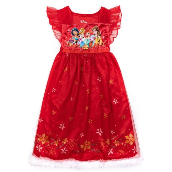 Disney Princess Red Holiday Fantasy Pajama Nightgown Size 4 - Picture 1 of 5